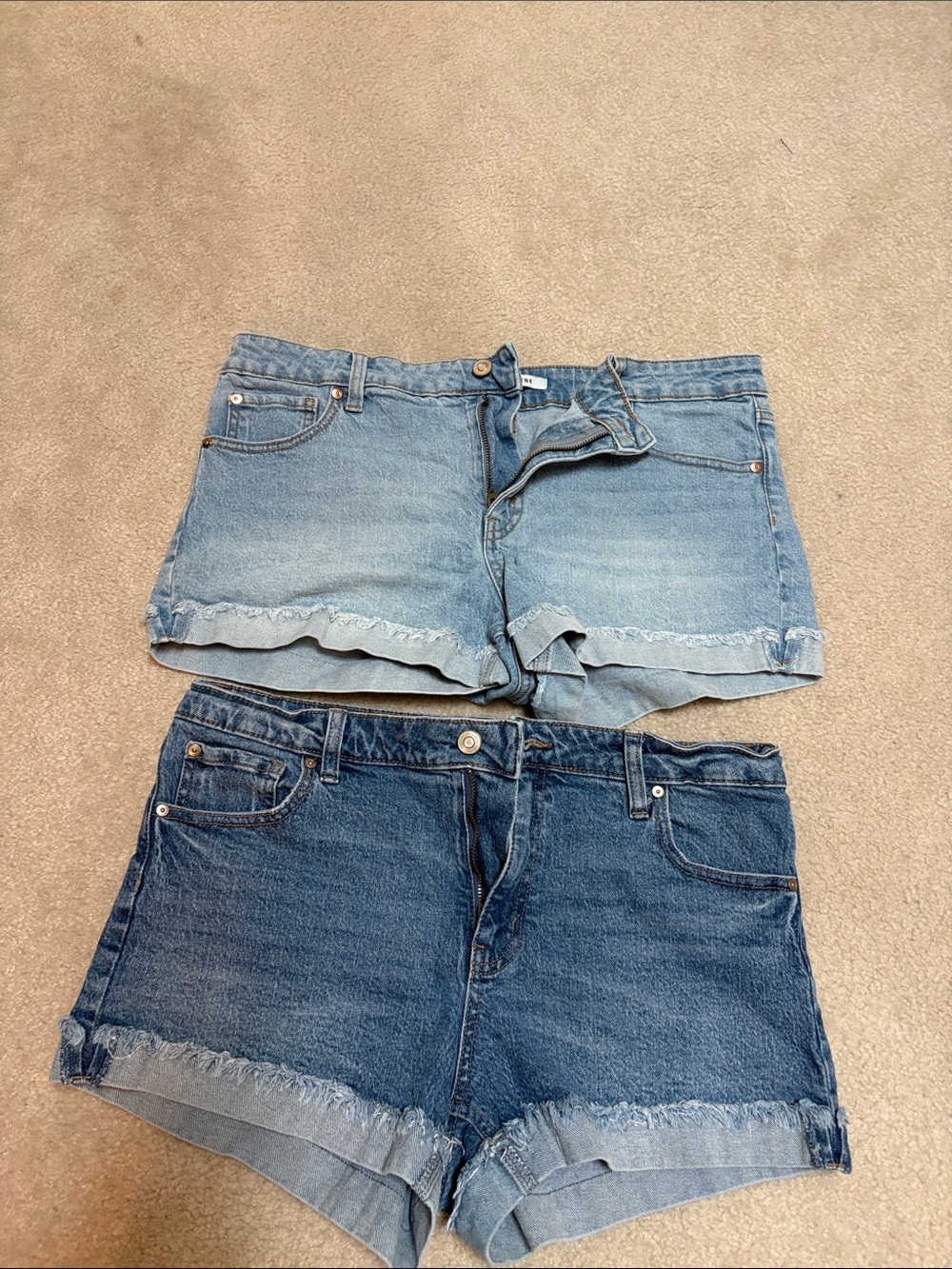 Celebrity Pink Two-Tone Denim Roll-Hem Shorts